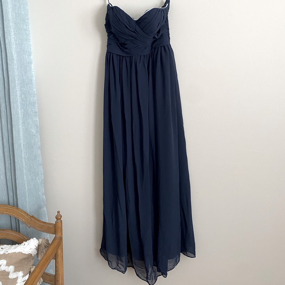 Strapless blue gown